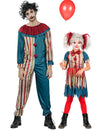 Disfraz de pareja de payasos coloridos para padre e hija para Halloween