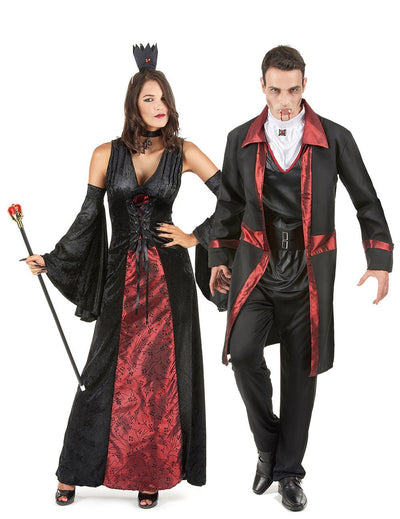 Disfraz de pareja vampiro rojo y negro Halloween