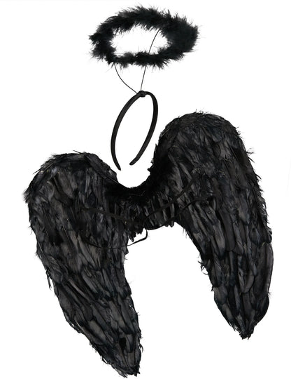 Kit de accesorios de ángel negro para adulto