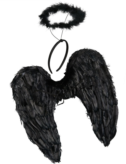 Kit de accesorios de ángel negro para adulto