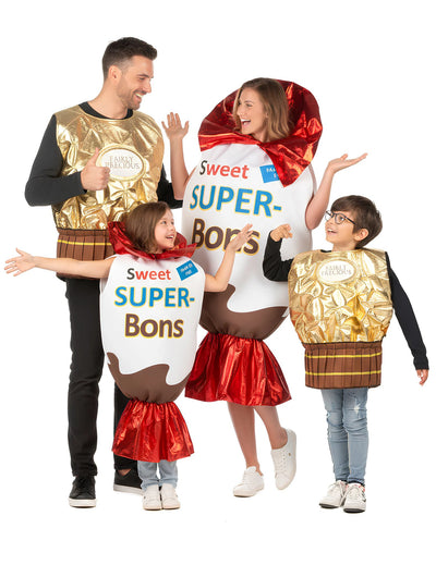 Disfraz de familia de dulces dorados y bombones