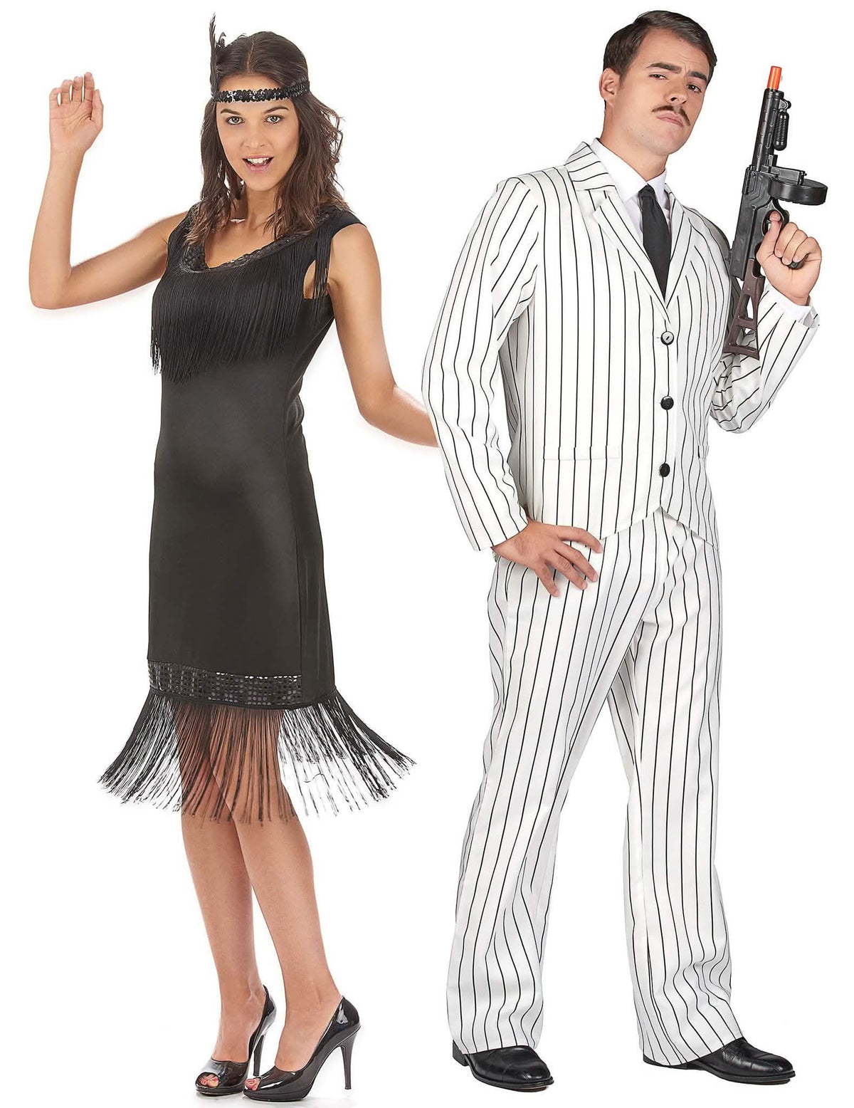 Disfraz de gangster y pareja de Charleston para adulto