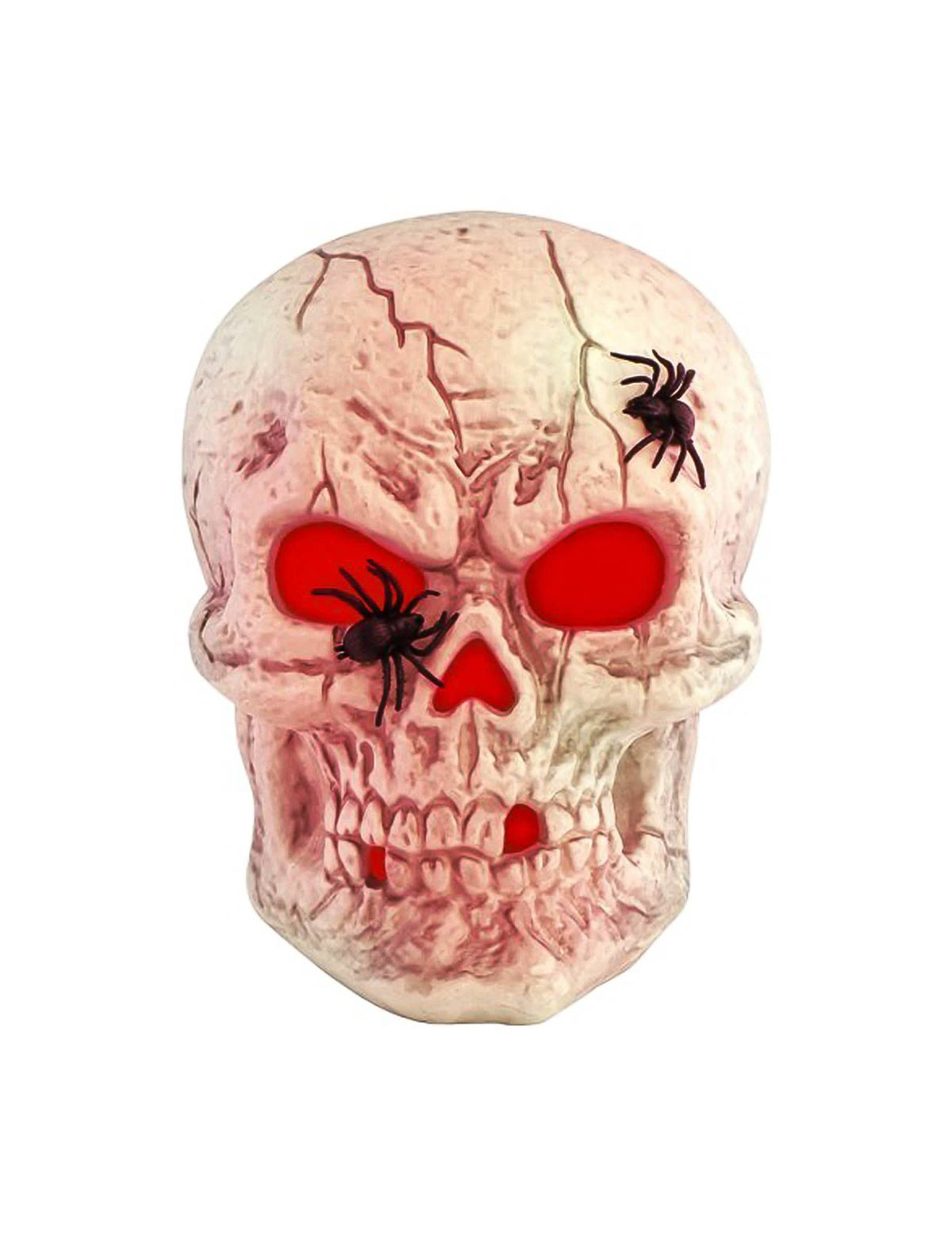 Calavera decorativa de plástico con LED rojos 23 x 25 x 33 cm