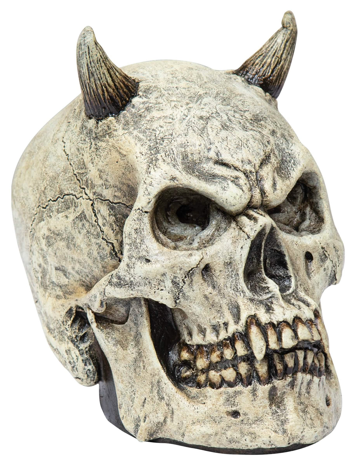 Calavera de diablo para decoración beige con cuernos negros