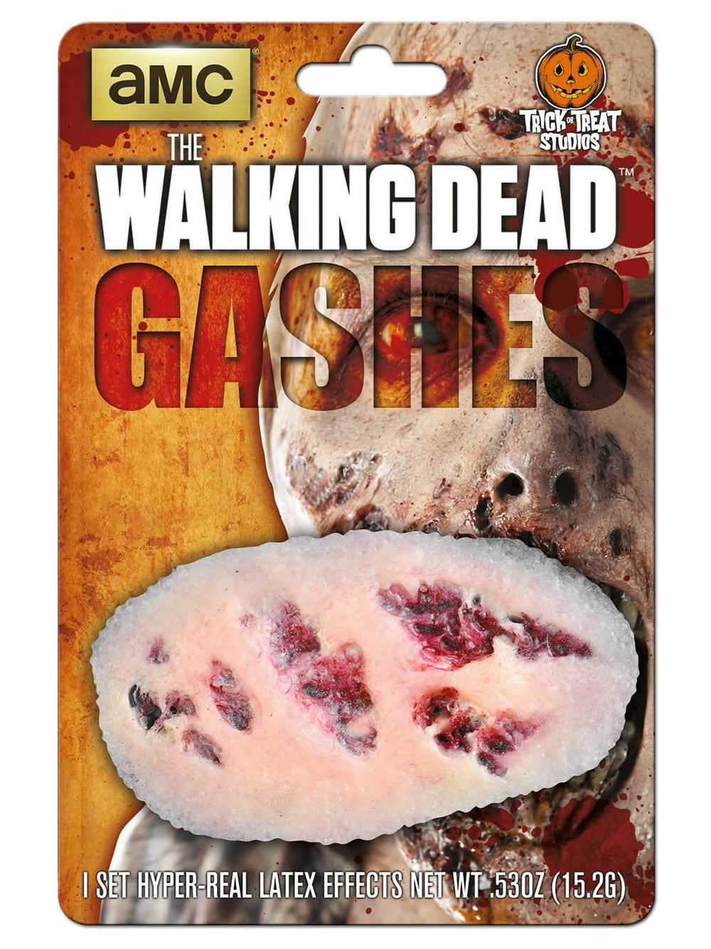 Prothèse en latex de blessures sanglantes The Walking Dead pour adulte beige et rouge