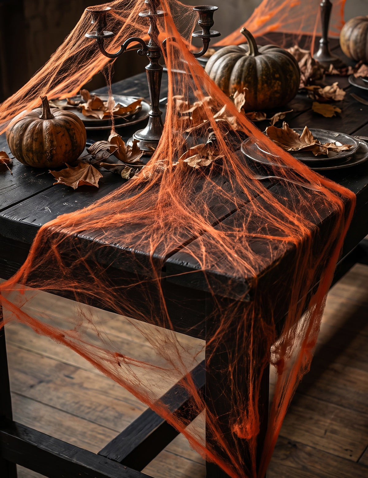 Telaraña naranja con arañas 20 g Halloween