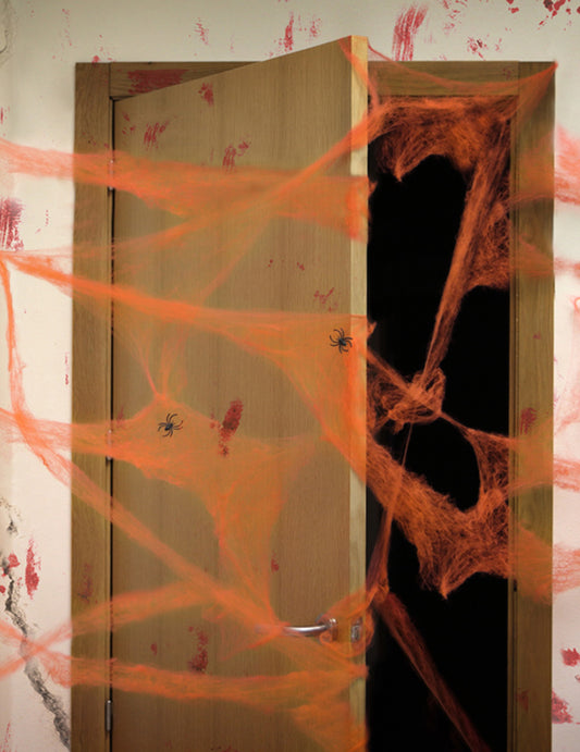 Telaraña naranja con arañas 20 g Halloween