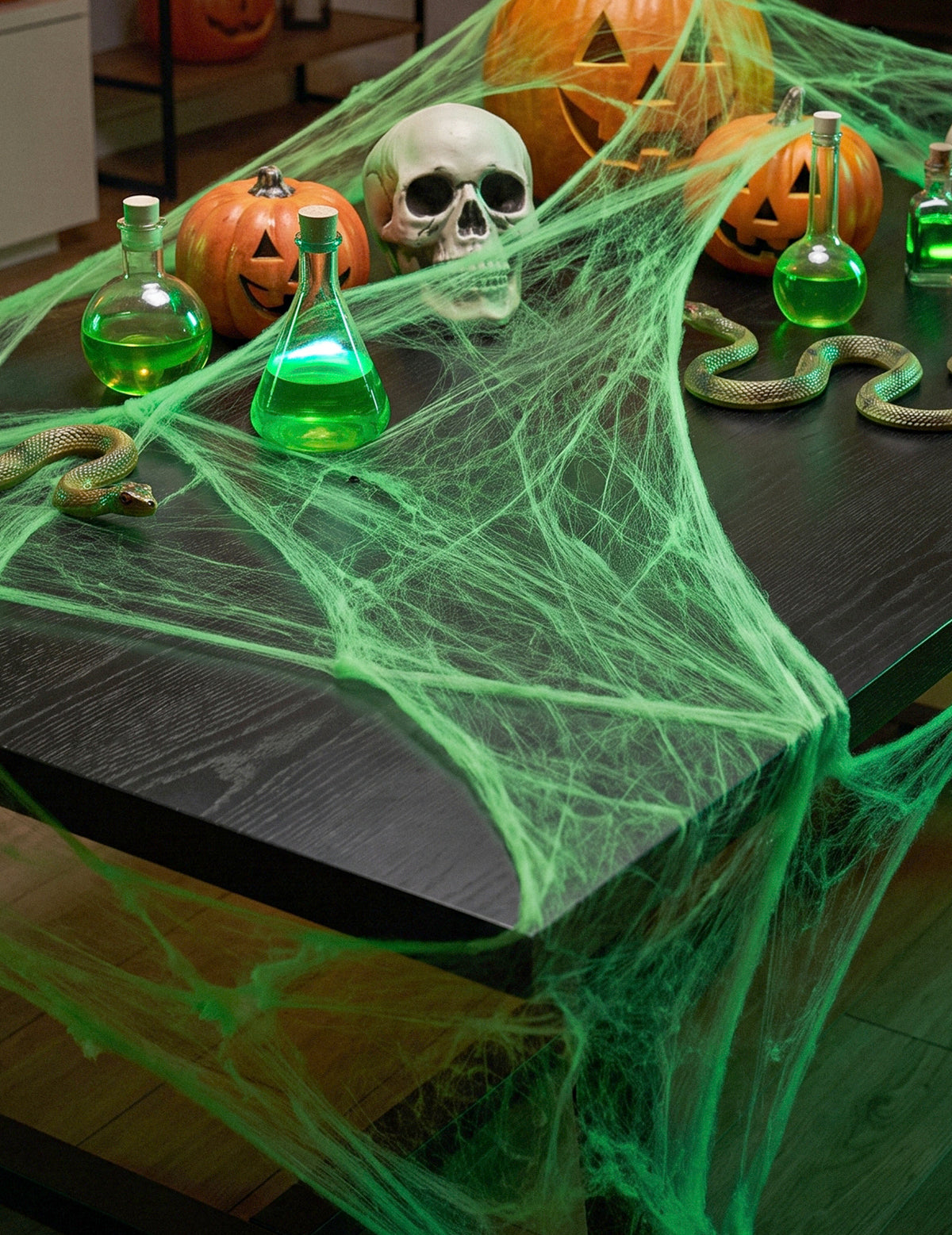Telaraña verde con arañas 20 g Halloween