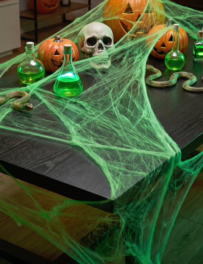 Telaraña verde con arañas 20 g Halloween