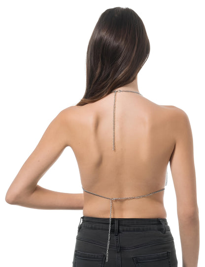 Top de festival plateado metalizado para adulto