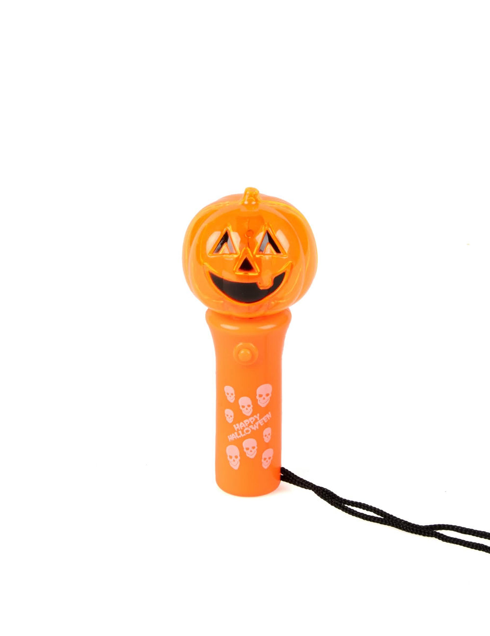 Antorcha giratoria luminosa de calabazas para niño naranja con motivos de calaveras