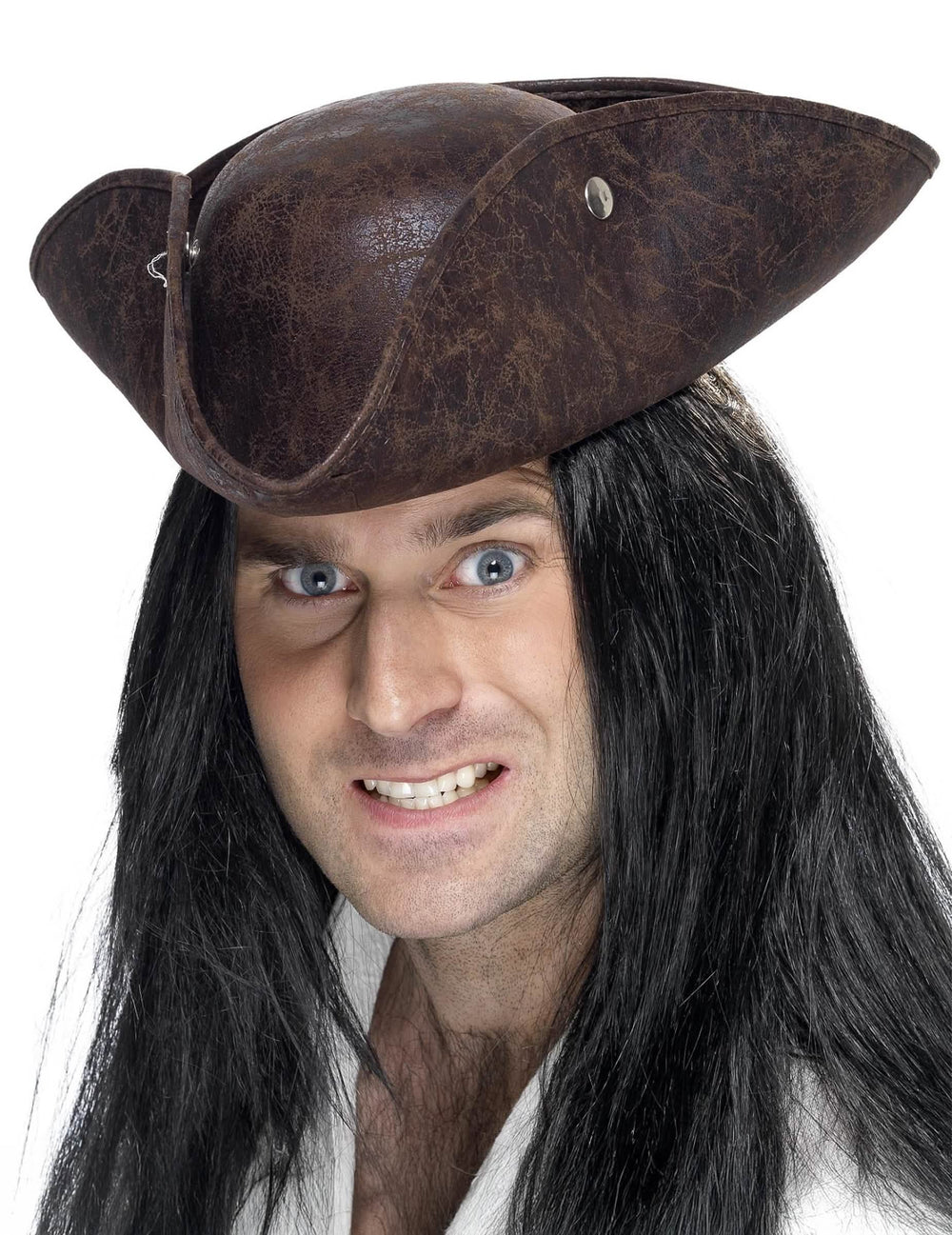 Tricorne pirate pour adulte marron aspect cuir