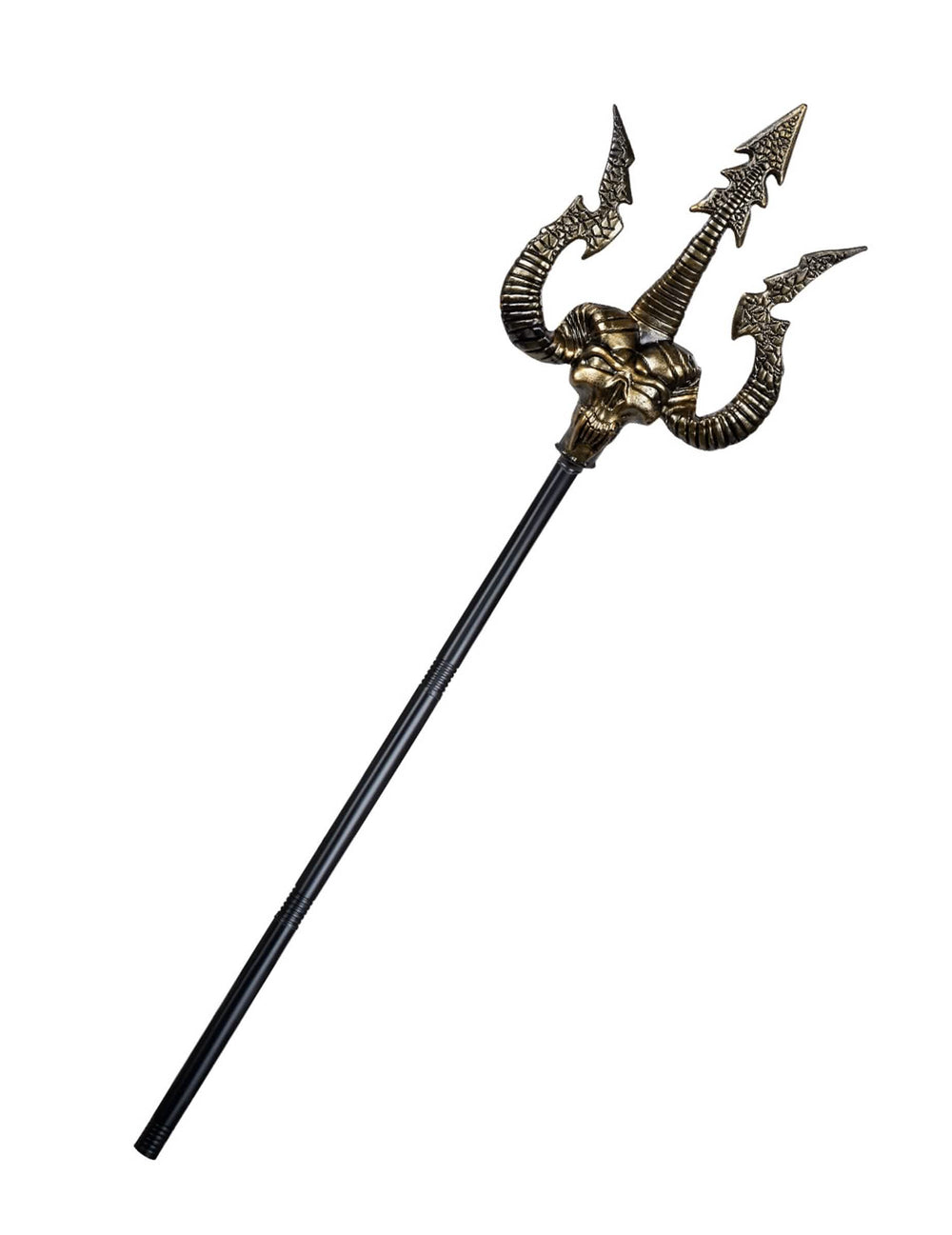 Trident satanique pour adulte noir et doré avec crâne