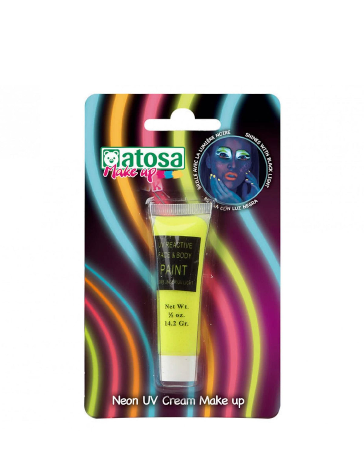 Tubo de maquillaje neón amarillo UV