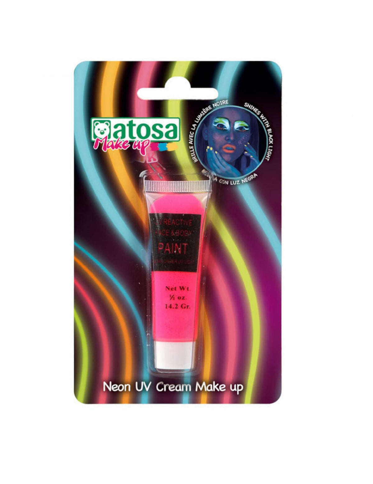 Tubo de maquillaje neón rosa UV