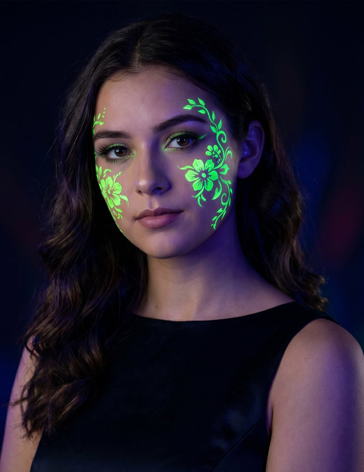 Tubo de maquillaje neón verde UV 