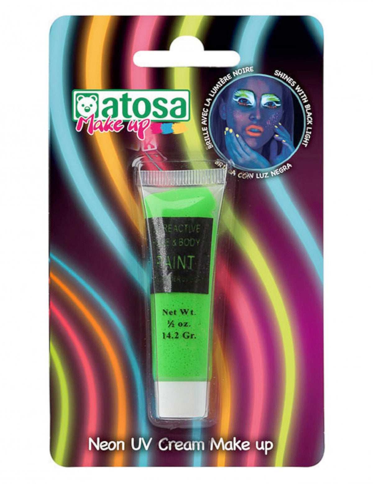 Tubo de maquillaje neón verde UV 