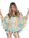 Tunique avec headband hippie pour femme multicolore à motifs tie-dye et franges