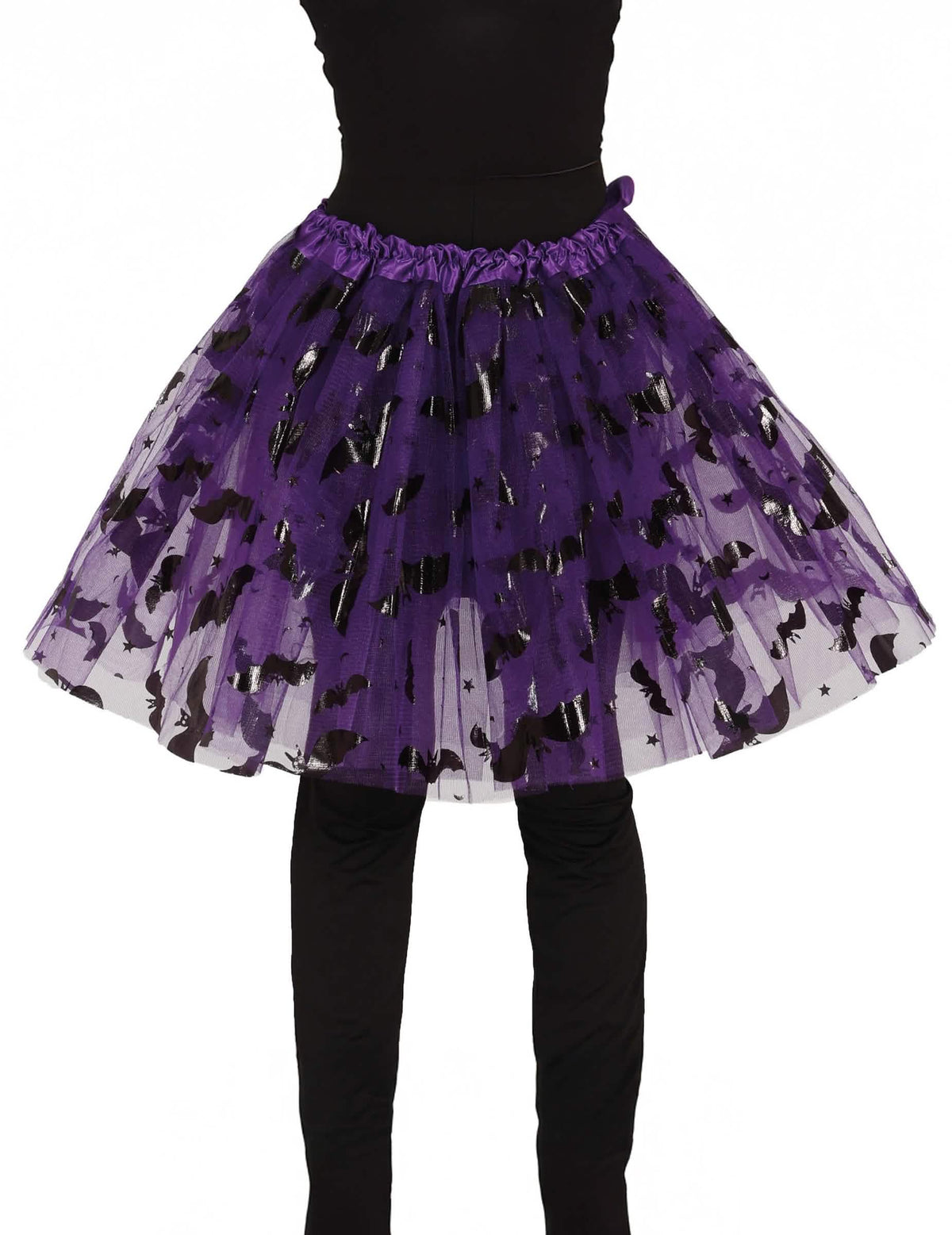 Tutu chauve-souris pour fille violet avec motifs noirs