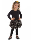 Tutu Halloween pour fille noir et argent avec motifs de citrouilles et sorcières