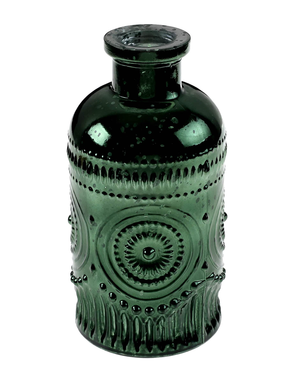 Jarrón vintage brillante de cristal verde abeto 6 x 12 cm