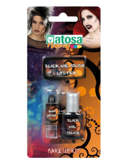 Pintaúñas y pintalabios negro adulto Halloween