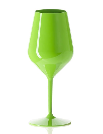 Verre à vin sur pied plastique vert 47 cl