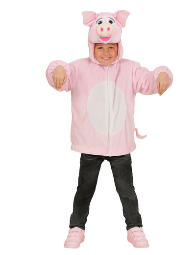 Veste à capuche cochon pour enfant rose avec oreilles et groin