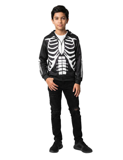 Veste à capuche imprimé squelette adolescent