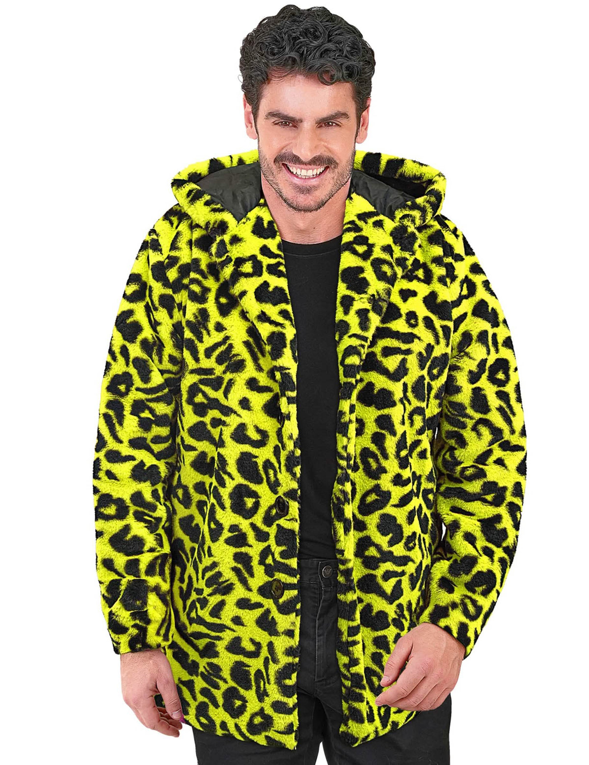 Chaqueta con capucha de leopardo amarillo para adultos