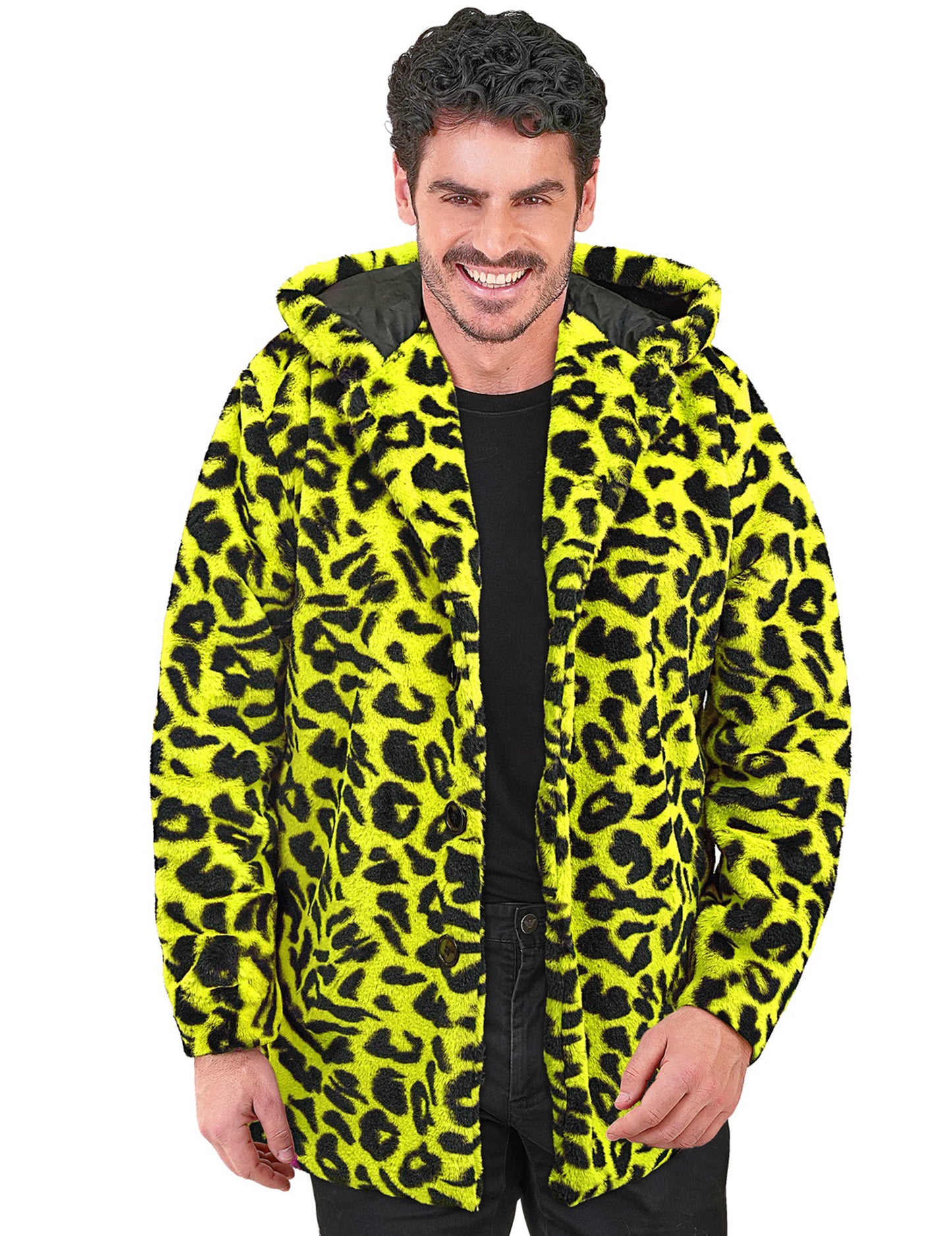 Chaqueta con capucha de leopardo amarillo para adultos