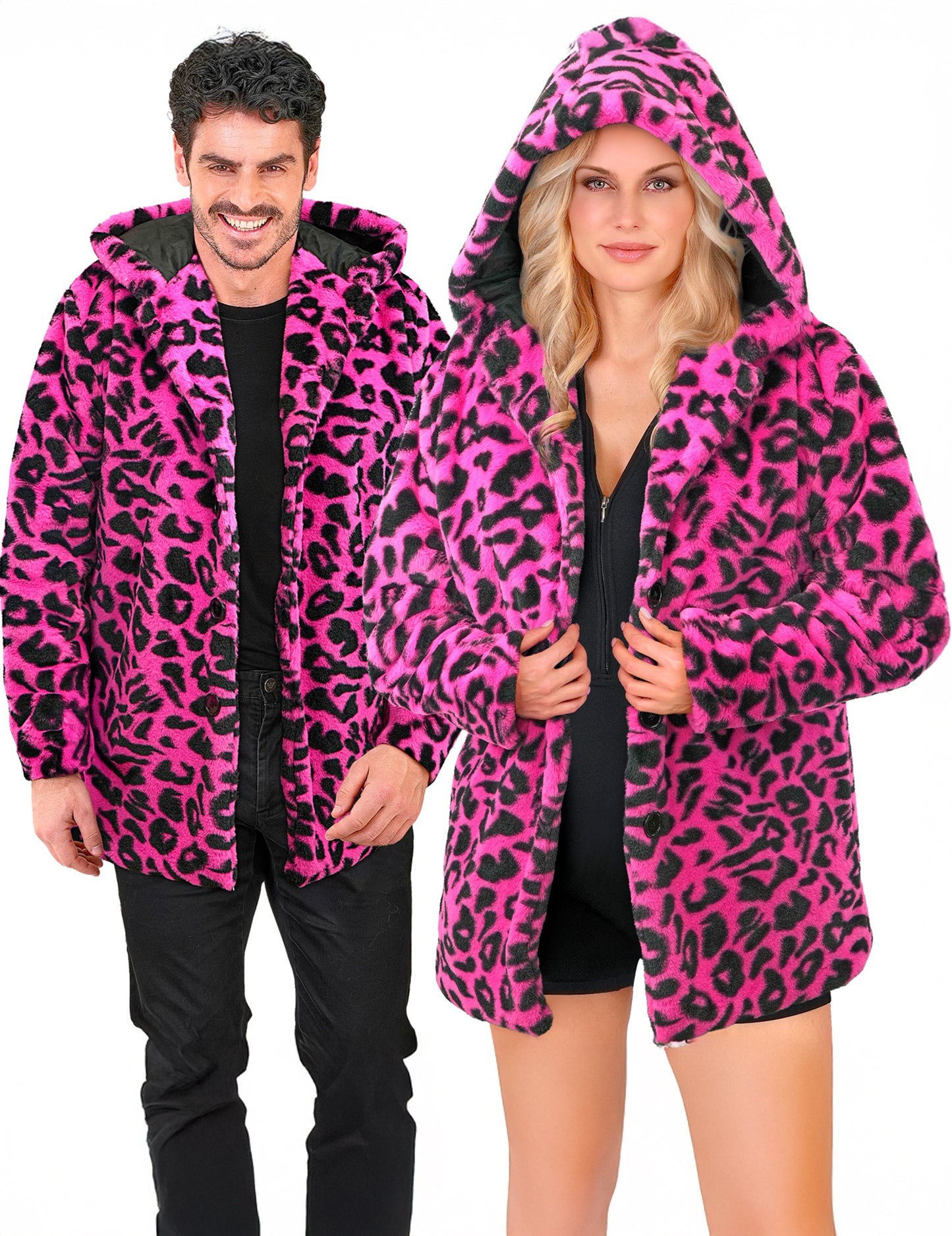 Chaqueta con capucha de leopardo rosa para adultos