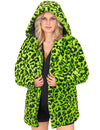 Chaqueta verde con capucha de leopardo para adultos