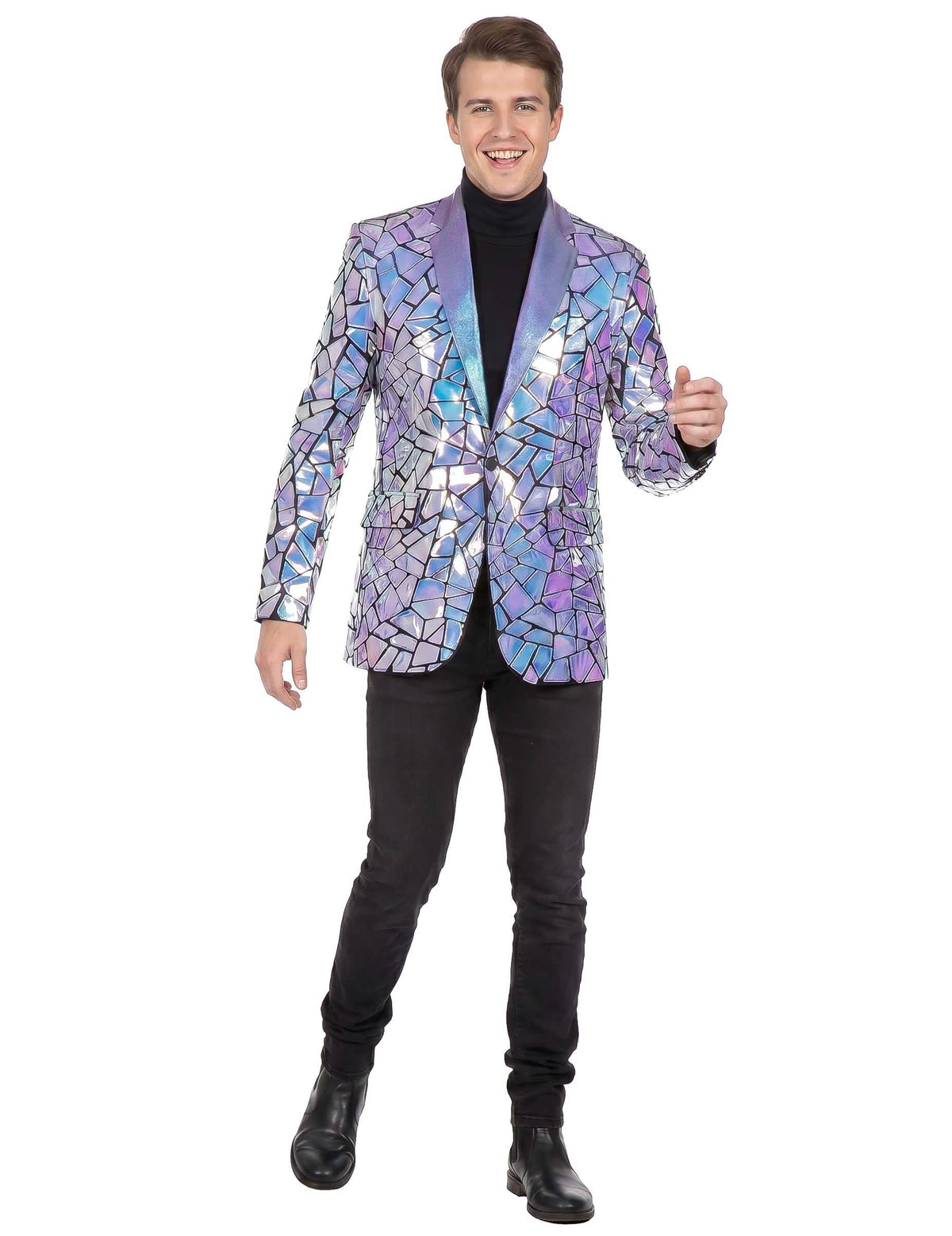 Chaqueta holográfica estroboscópica de lujo para hombre