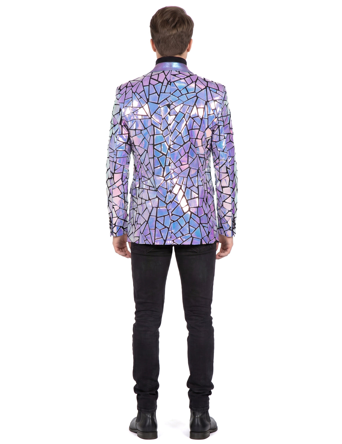 Chaqueta holográfica estroboscópica de lujo para hombre