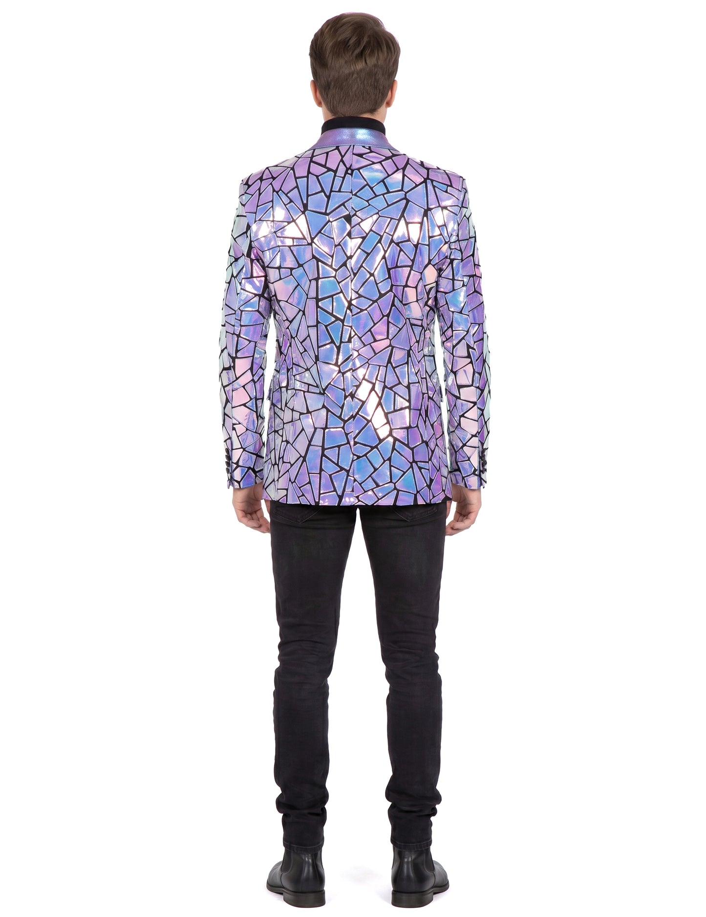 Chaqueta holográfica estroboscópica de lujo para hombre