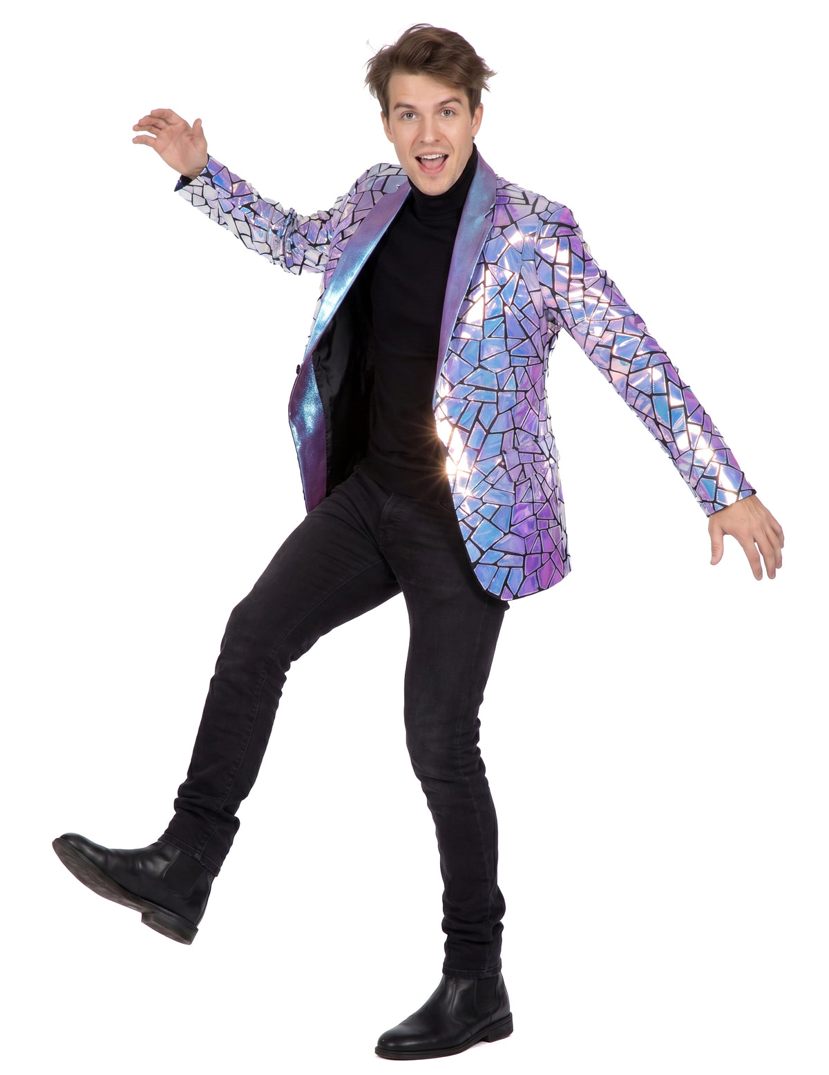 Chaqueta holográfica estroboscópica de lujo para hombre