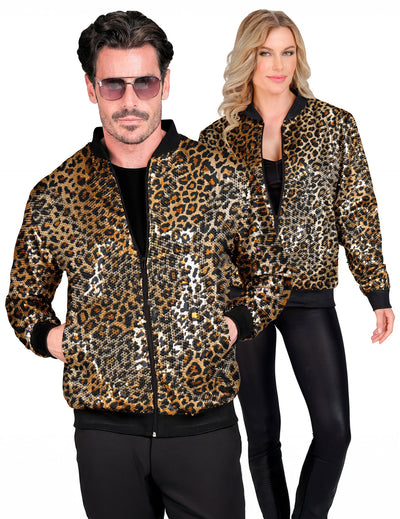 Chaqueta de leopardo con lentejuelas para adulto