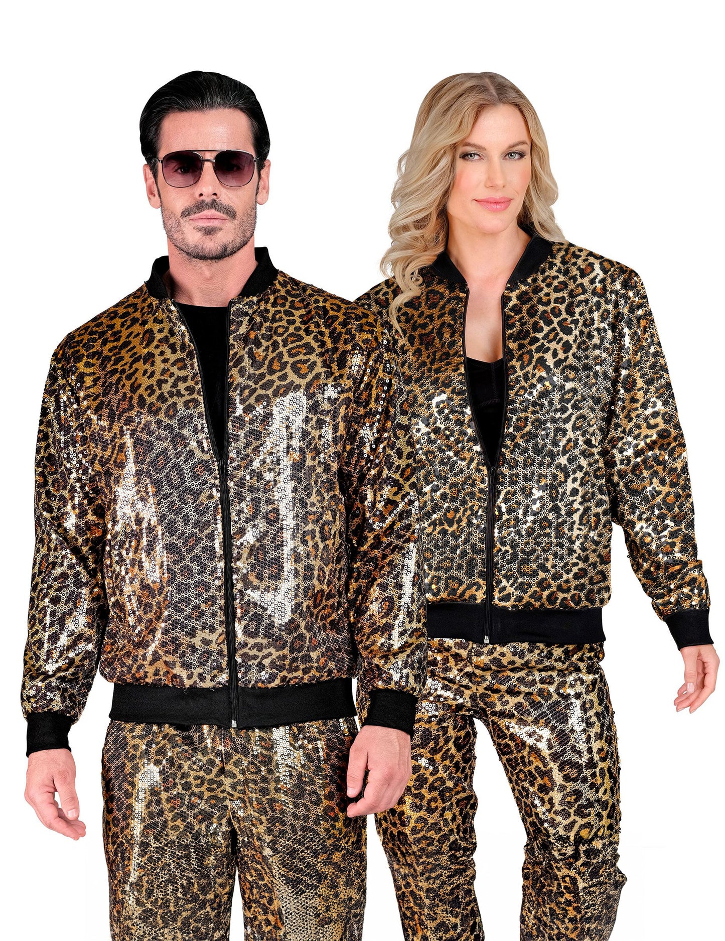Chaqueta de leopardo con lentejuelas para adulto