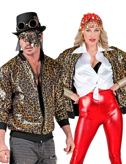 Chaqueta de leopardo con lentejuelas para adulto
