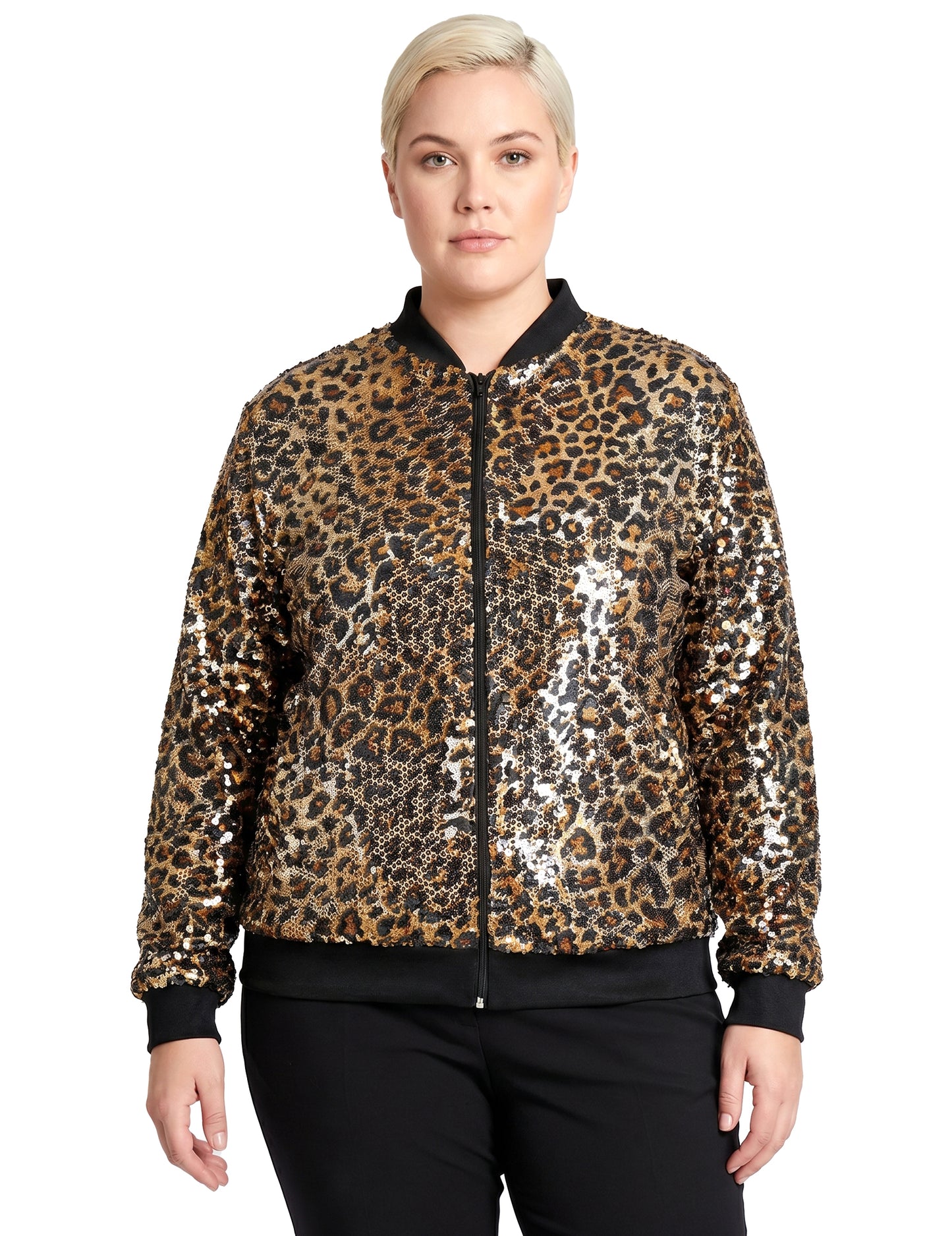 Chaqueta de leopardo con lentejuelas para adulto