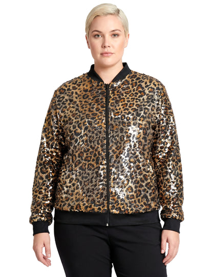 Chaqueta de leopardo con lentejuelas para adulto