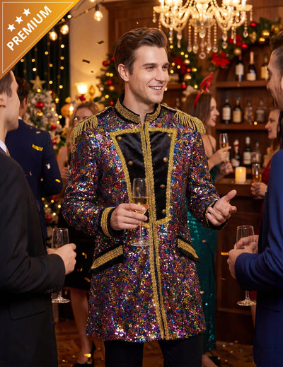 Chaqueta de lentejuelas multicolores de lujo para hombre
