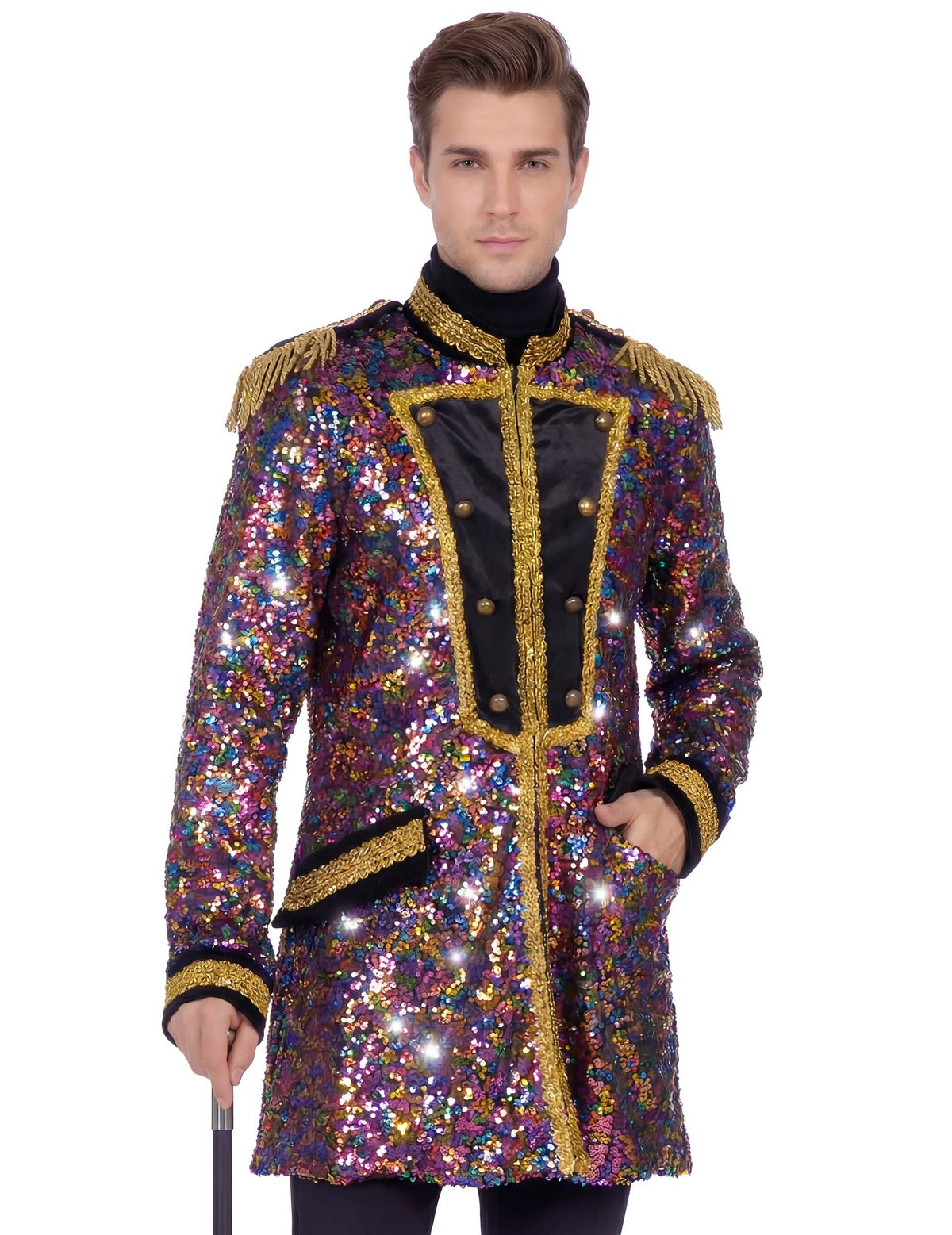 Chaqueta de lentejuelas multicolores de lujo para hombre