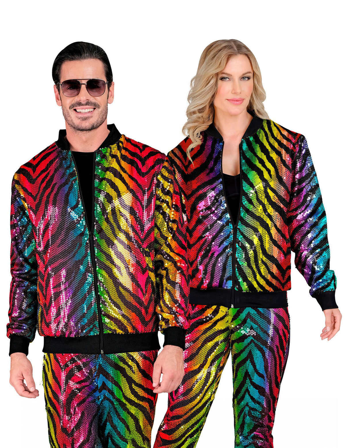 Cazadora tigre de lentejuelas multicolor para adulto