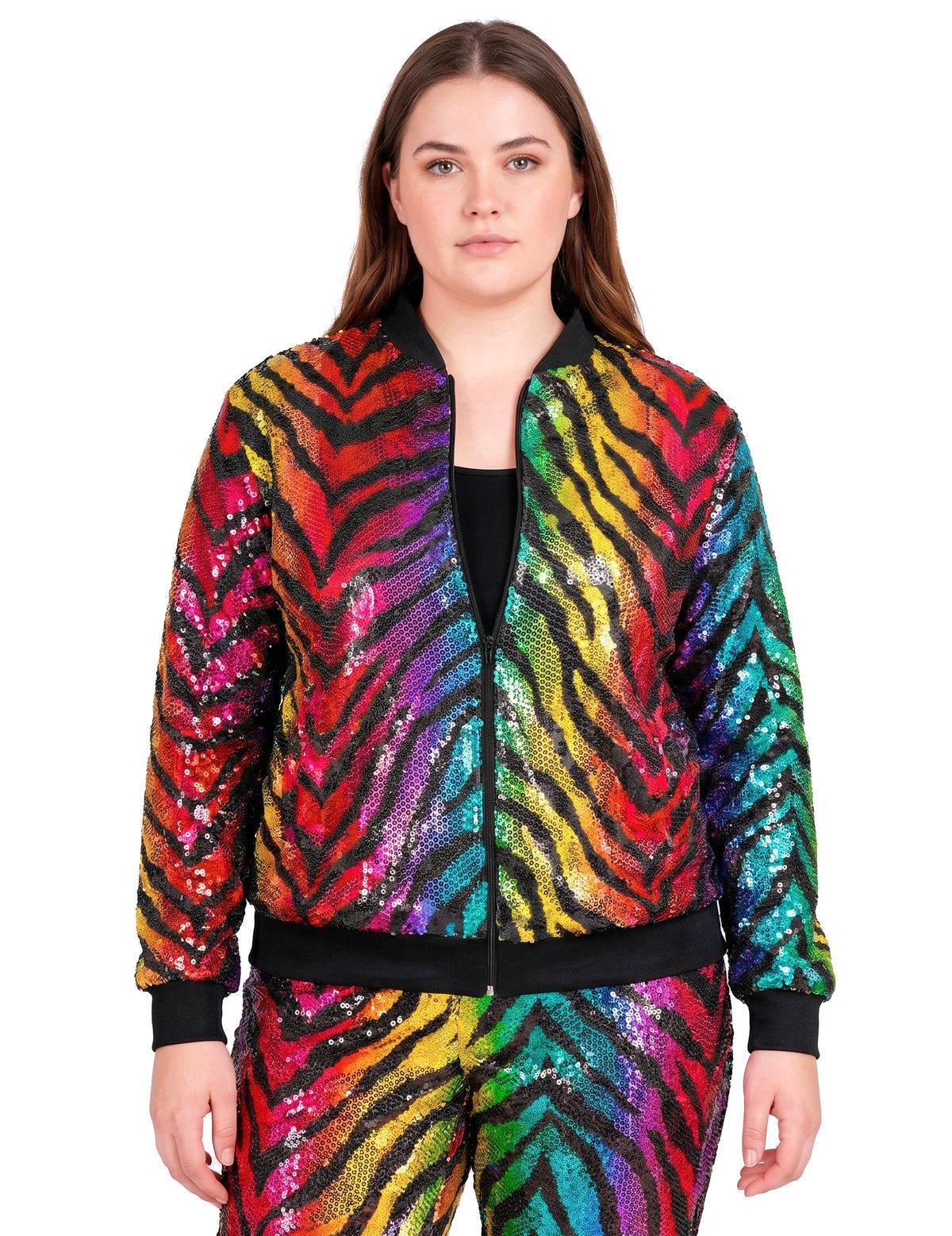 Cazadora tigre de lentejuelas multicolor para adulto