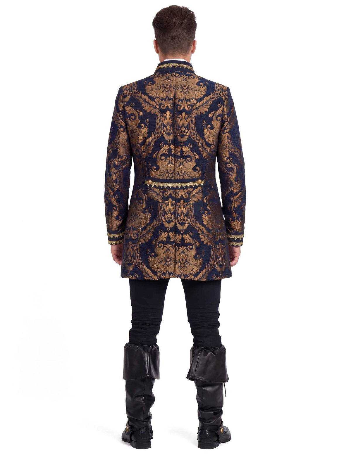 Chaqueta barroca bordada de lujo azul para hombre