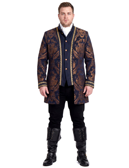Chaqueta barroca bordada de lujo azul para hombre