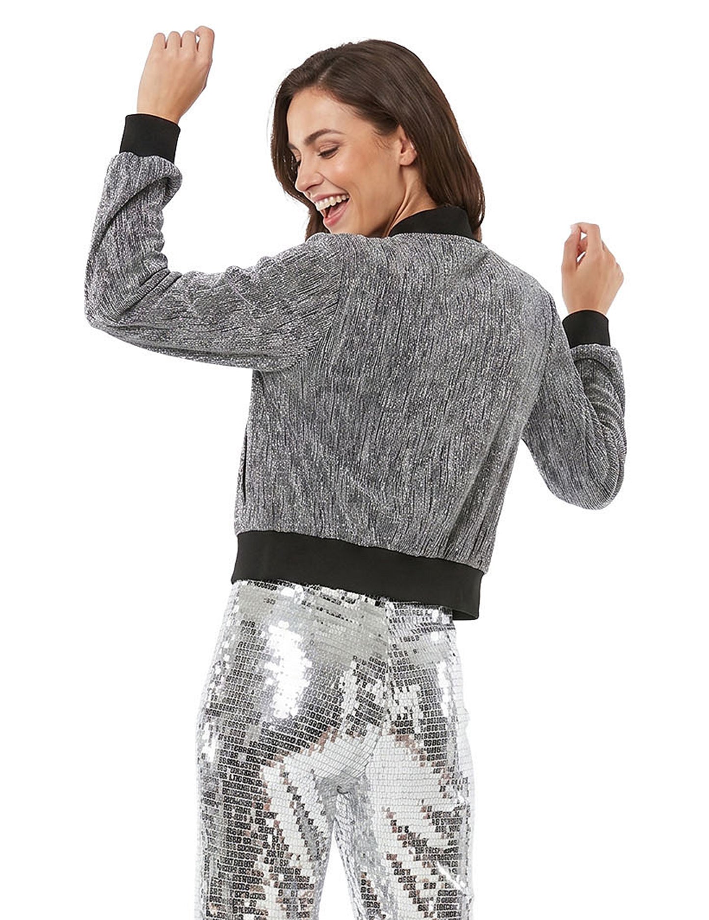 Veste brillante argentée femme