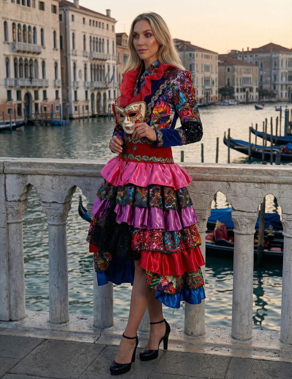 Veste longue Fiesta Carnavale pour femme multicolore haut de gamme